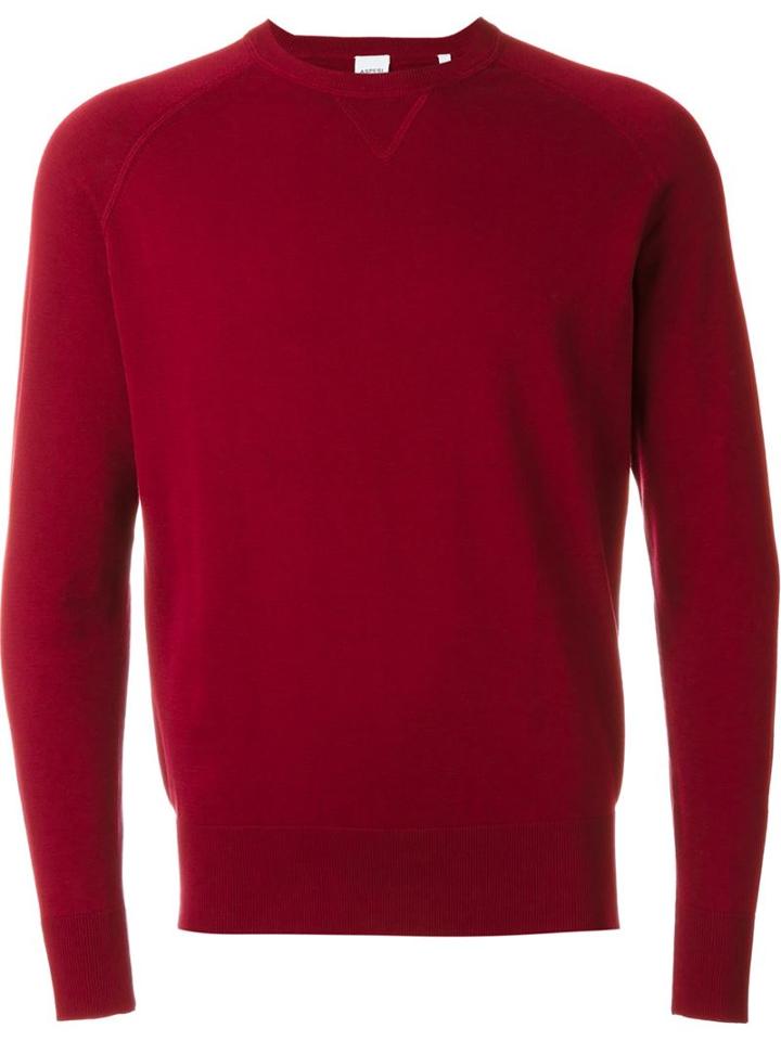 Aspesi Crew Neck Jumper, Men's, Size: 50, Red, Cotton