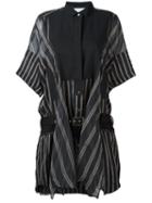 Sacai - Striped Shirt Dress - Women - Cupro - 2, Black, Cupro