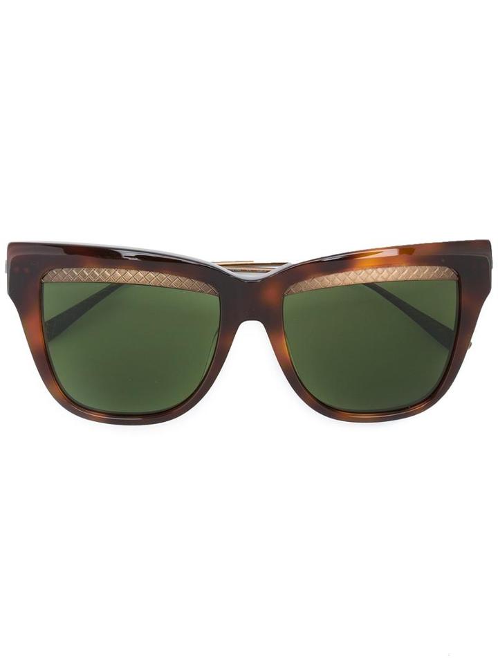 Bottega Veneta Eyewear Square Cat Eye Sunglasses, Women's, Brown, Acetate/metal (other)