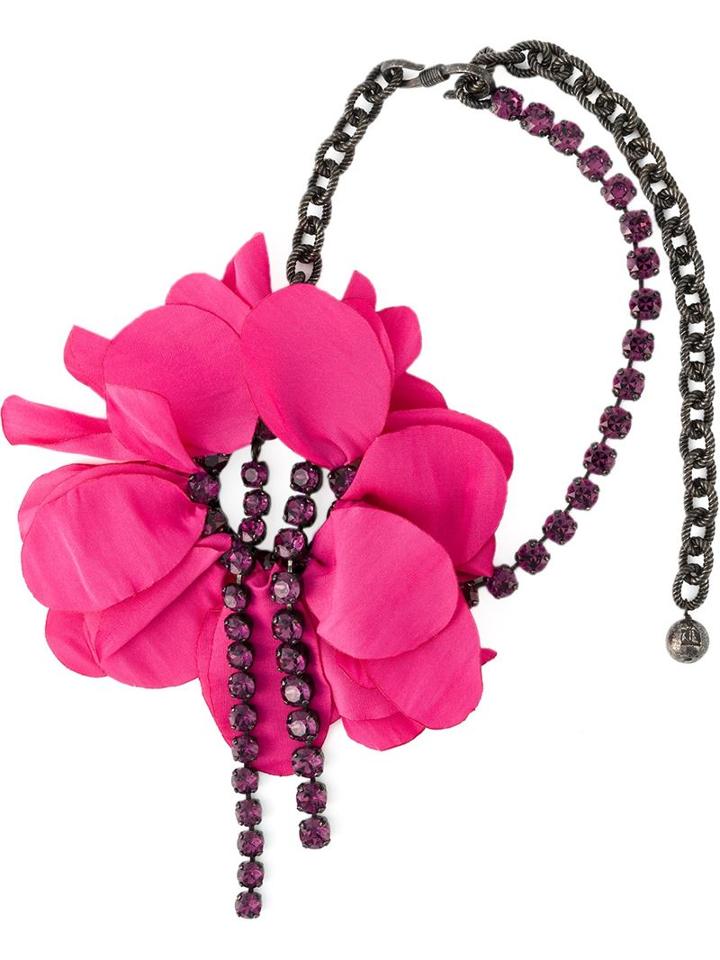 Lanvin Flower Pendant Necklace, Women's, Pink/purple