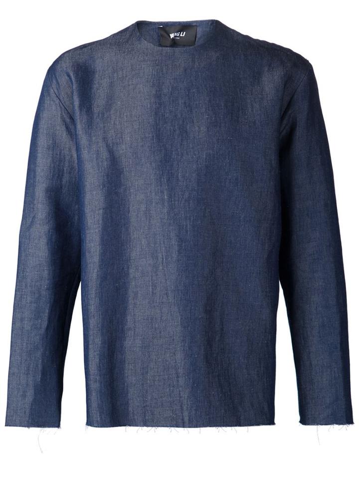 Yang Li Longsleeved Denim Top, Men's, Size: 46, Blue, Cotton/linen/flax