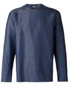 Yang Li Longsleeved Denim Top, Men's, Size: 46, Blue, Cotton/linen/flax