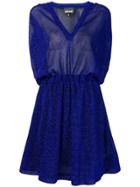 Just Cavalli Metallic Flared Mini Dress - Blue