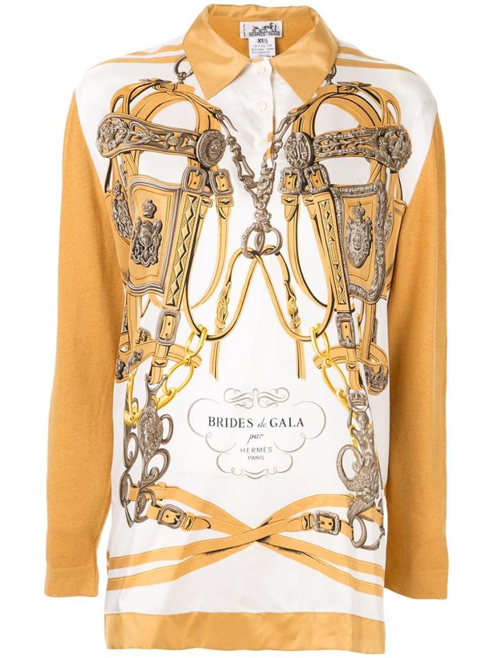 Hermès Pre-owned Printed Long-sleeve Polo Shirt - Yellow