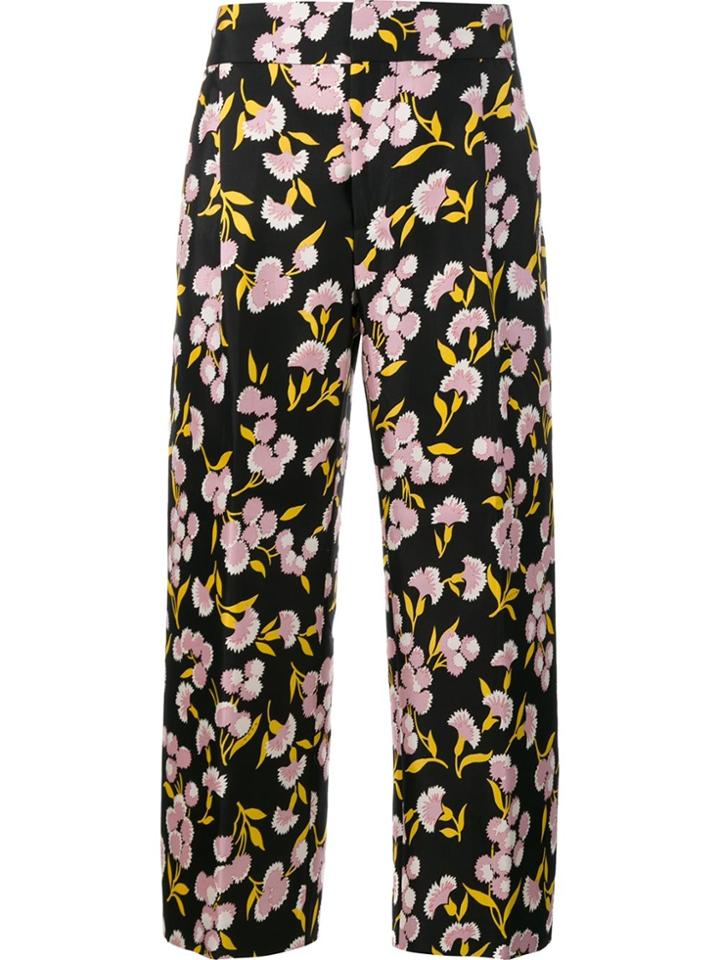 Marni Floral Print Trousers - Black