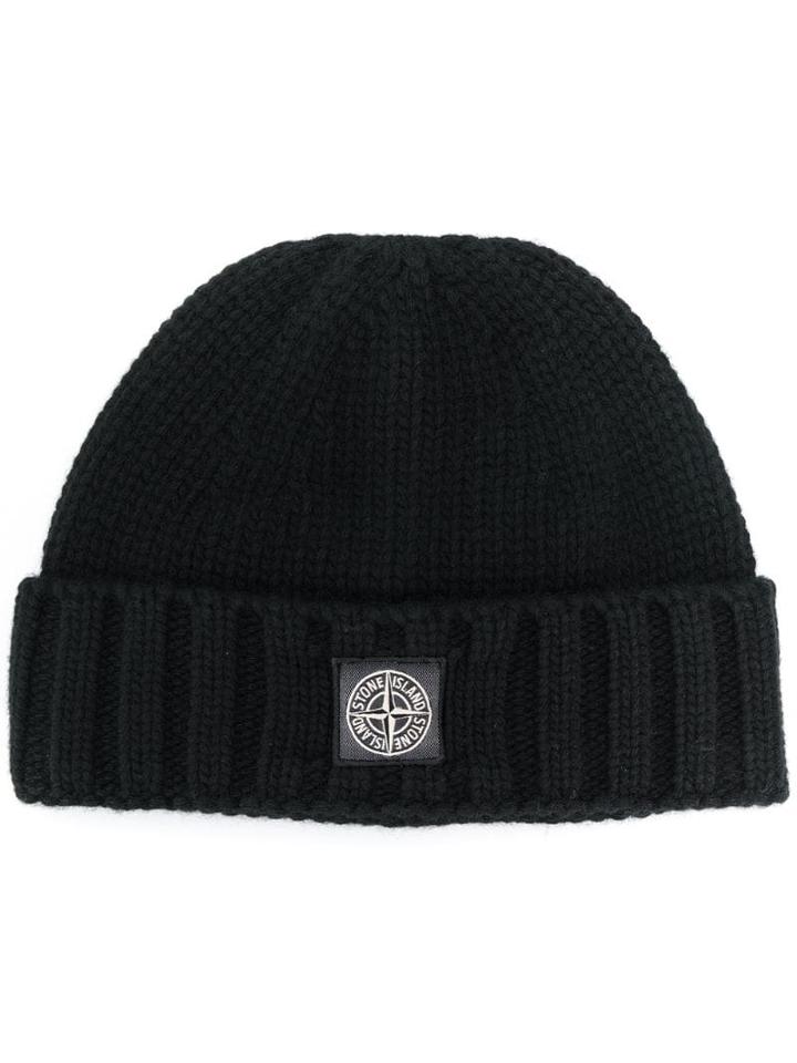 Stone Island Compass Badge Beanie - Black
