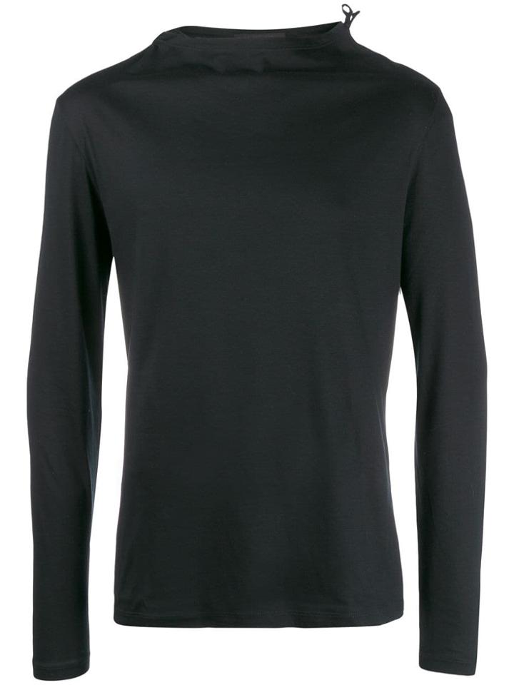 Helmut Lang Pre-owned Tied Shoulder Longsleeved T-shirt - Black