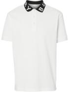 Burberry Logo Intarsia Cotton Piqué Polo Shirt - White