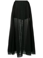 Charo Ruiz Lace Inserts Maxi Skirt - Black