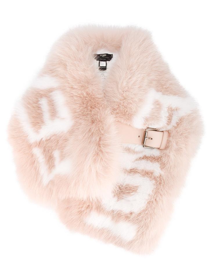 Fendi Pink Fur Logo Scarf - Pink & Purple