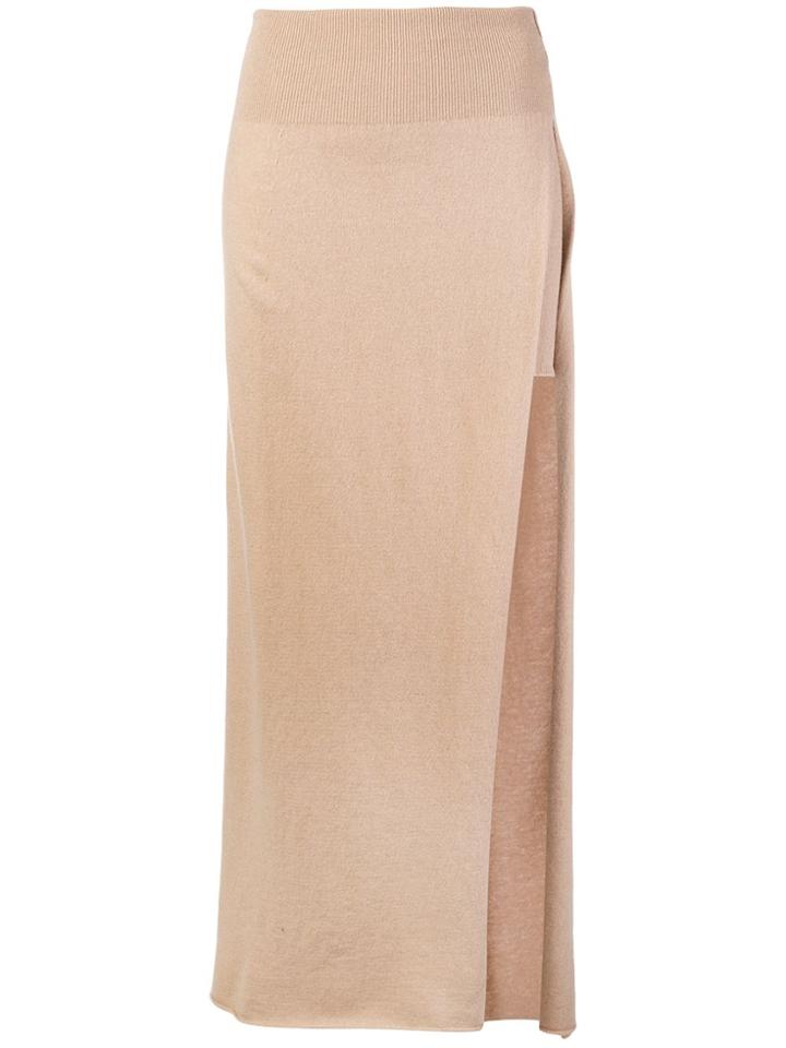 Jacquemus Side Slit Midi Skirt - Nude & Neutrals