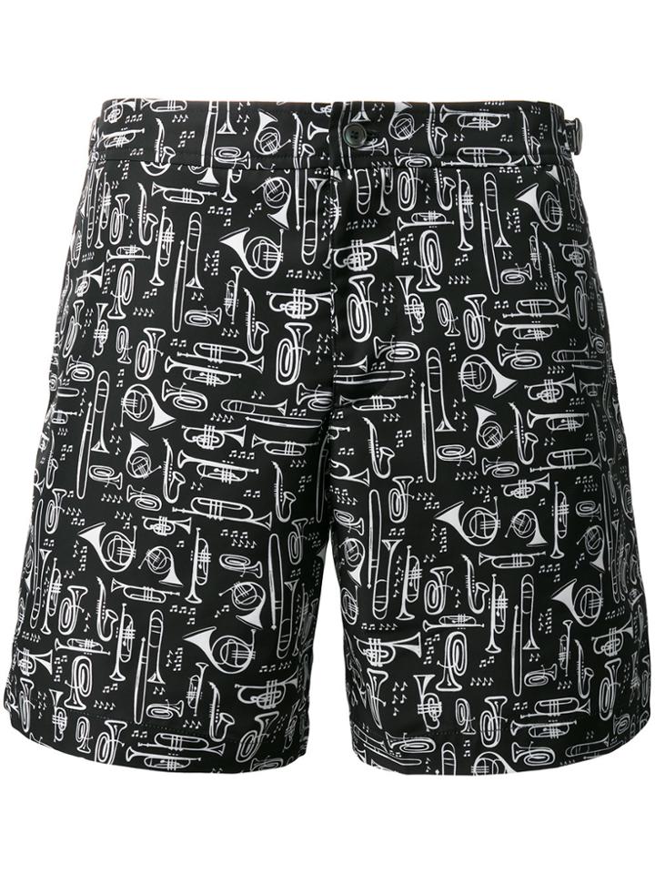 Dolce & Gabbana Musical Instrument Print Swim Shorts - Black