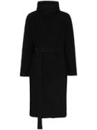 Yohji Yamamoto Long Hooded Wool Mix Coat - Black