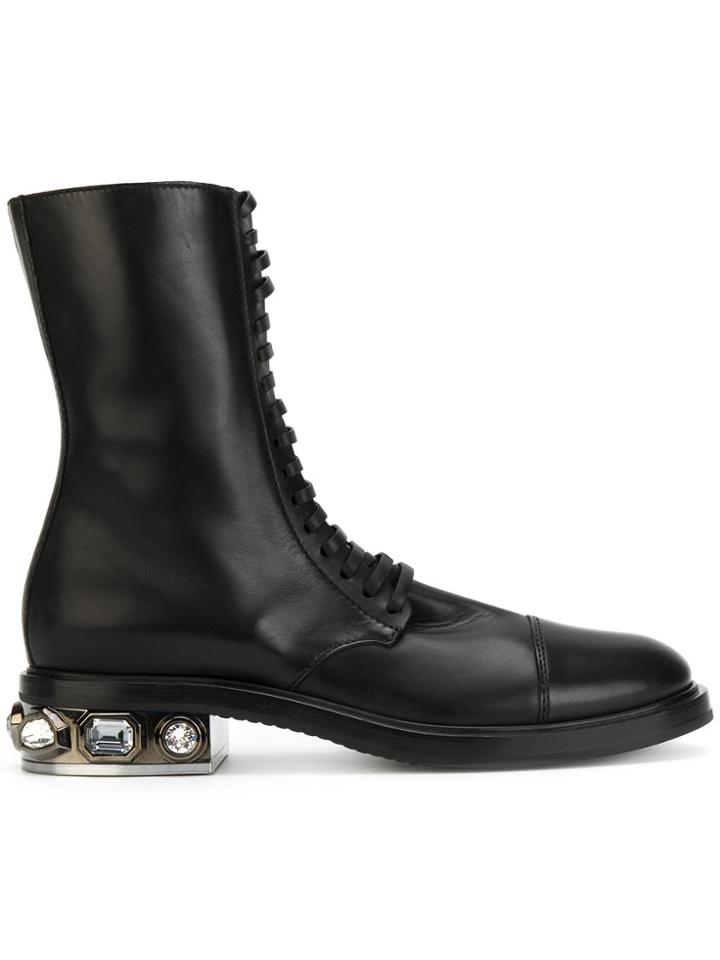Casadei Crystal-embellished City Rock Boots - Black
