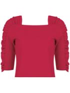 Framed Linen Cropped Top - Red