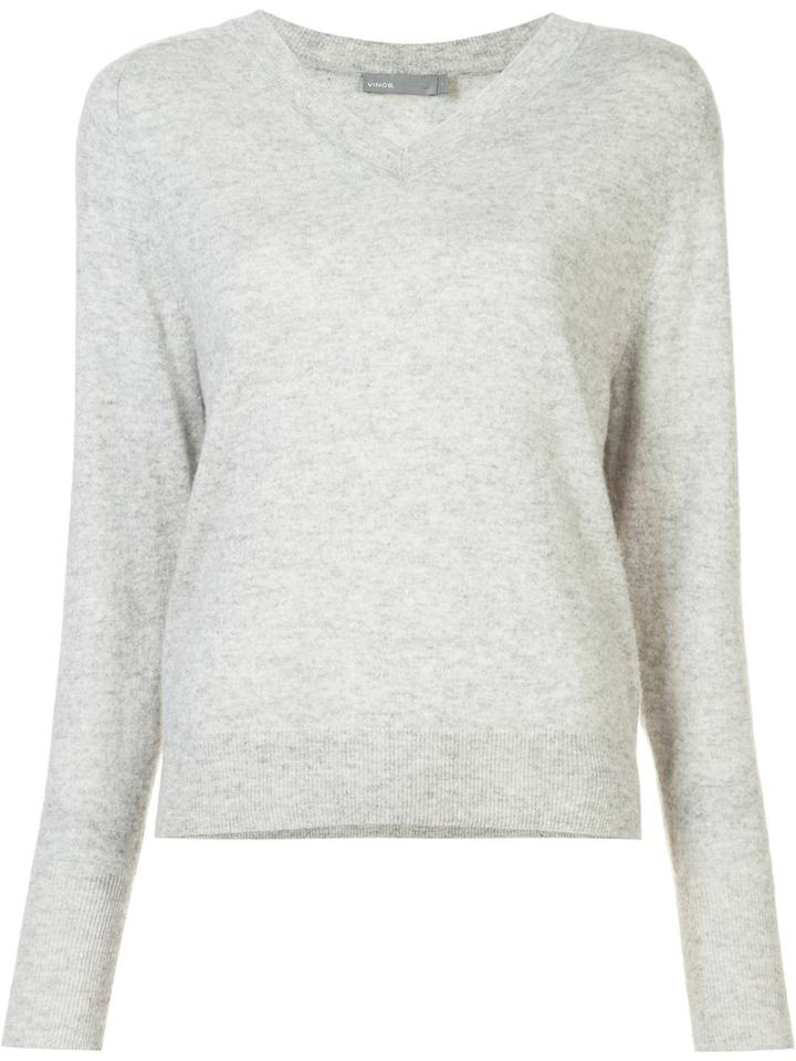 Vince V-neck Jumper, Women's, Size: Medium, Grey, Linen/flax/cashmere