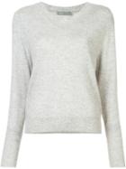 Vince V-neck Jumper, Women's, Size: Medium, Grey, Linen/flax/cashmere