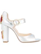 Camilla Elphick Butterfly Embroidered Sandals - Metallic