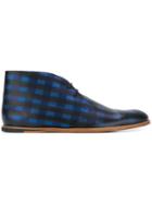 Opening Ceremony Plaid M1 Desert Boots, Men's, Size: 41, Blue, Leather