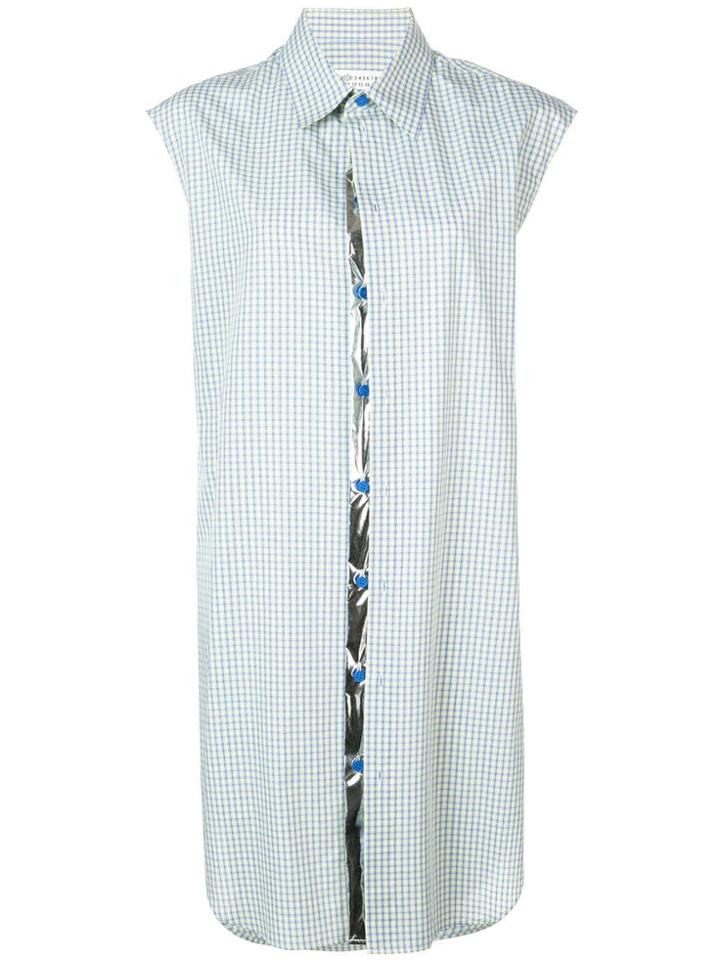 Maison Margiela Checked Sleeveless Long Shirt - Green