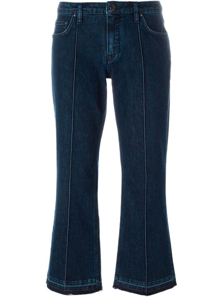 Victoria Beckham Denim Flared Cropped Jeans, Women's, Size: 28, Blue, Cotton/polyester/spandex/elastane
