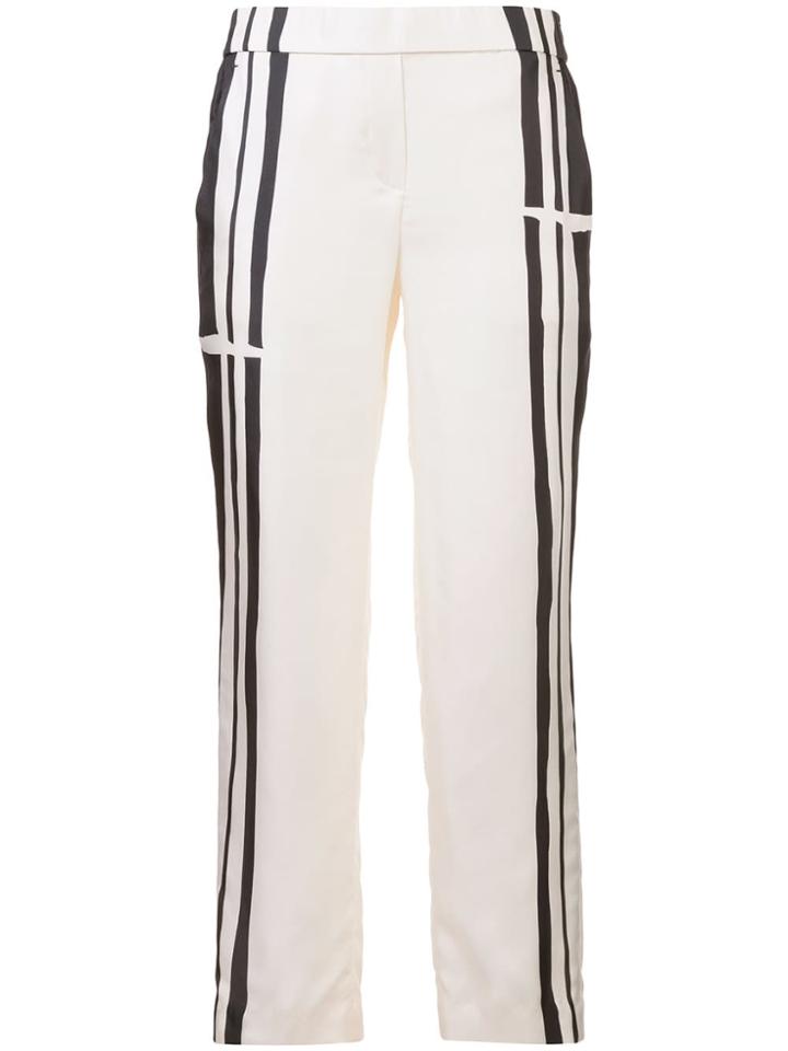 Theory Stripe Panel Soft Trousers - White