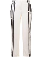 Theory Stripe Panel Soft Trousers - White