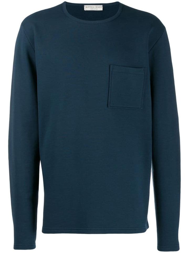Bottega Veneta Patch Pocket Crewneck Sweater - Blue