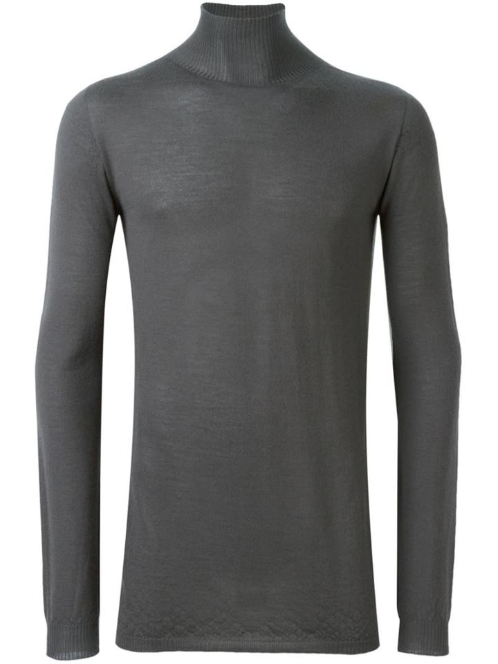 Rick Owens Funnel Neck Jumper, Men's, Size: Small, Grey, Cashmere