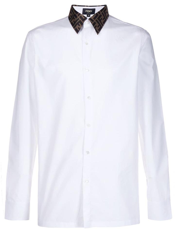 Fendi Logo Collar Tailored Shirt - White