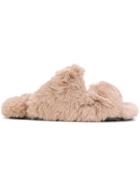 Suecomma Bonnie Strappy Faux Fur Sandals - Nude & Neutrals