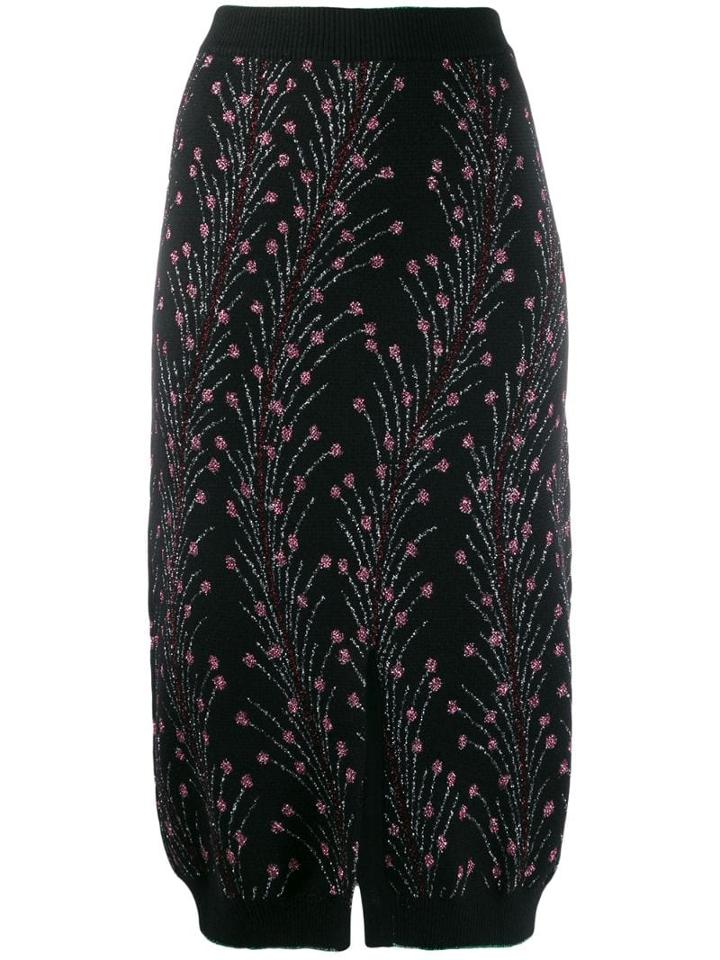 Marco De Vincenzo Floral Embroidered Skirt - Black