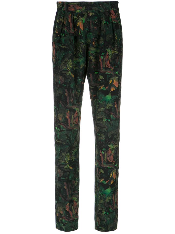 Andrea Marques Printed Pleats Trousers - Green