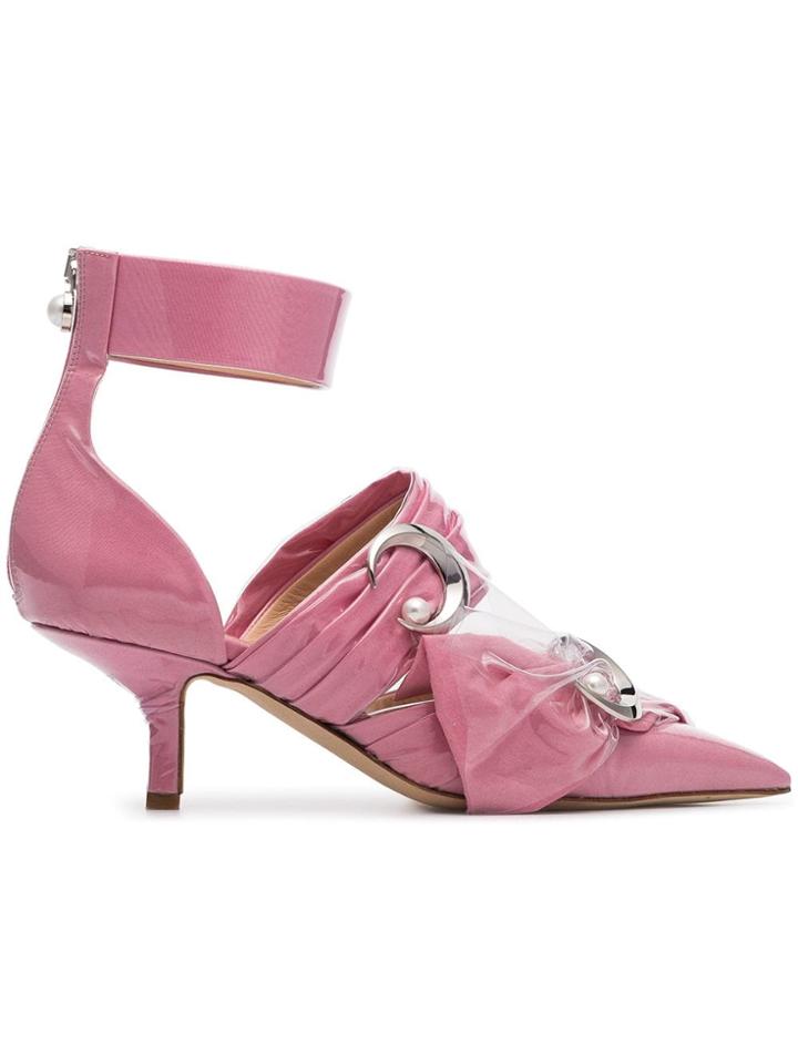 Midnight 00 Pink 55 Ankle Strap Crescent Moon Leather Sandals