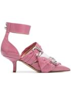 Midnight 00 Pink 55 Ankle Strap Crescent Moon Leather Sandals