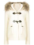 Bark Detachable Hood Chunky Cardigan - White