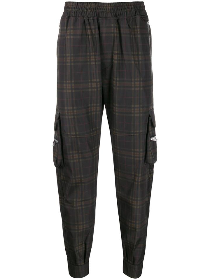 Represent Tartan Straight-leg Trousers - Black