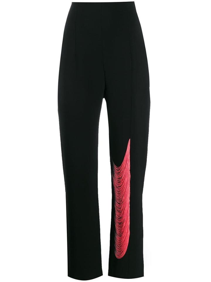 George Keburia Fringe Detail Trousers - Black
