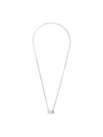 Lyly Erlandsson Silver Tone Oval Flower Charm Chain Necklace -