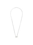 Lyly Erlandsson Silver Tone Oval Flower Charm Chain Necklace -