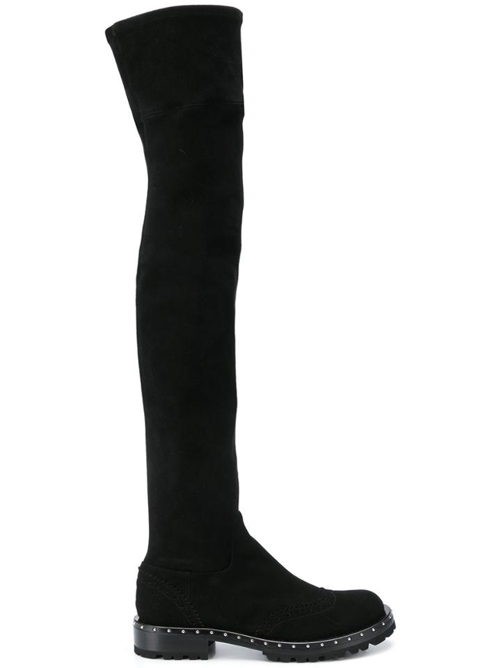 Ermanno Scervino Over The Knee Flat Boots - Black