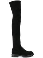 Ermanno Scervino Over The Knee Flat Boots - Black