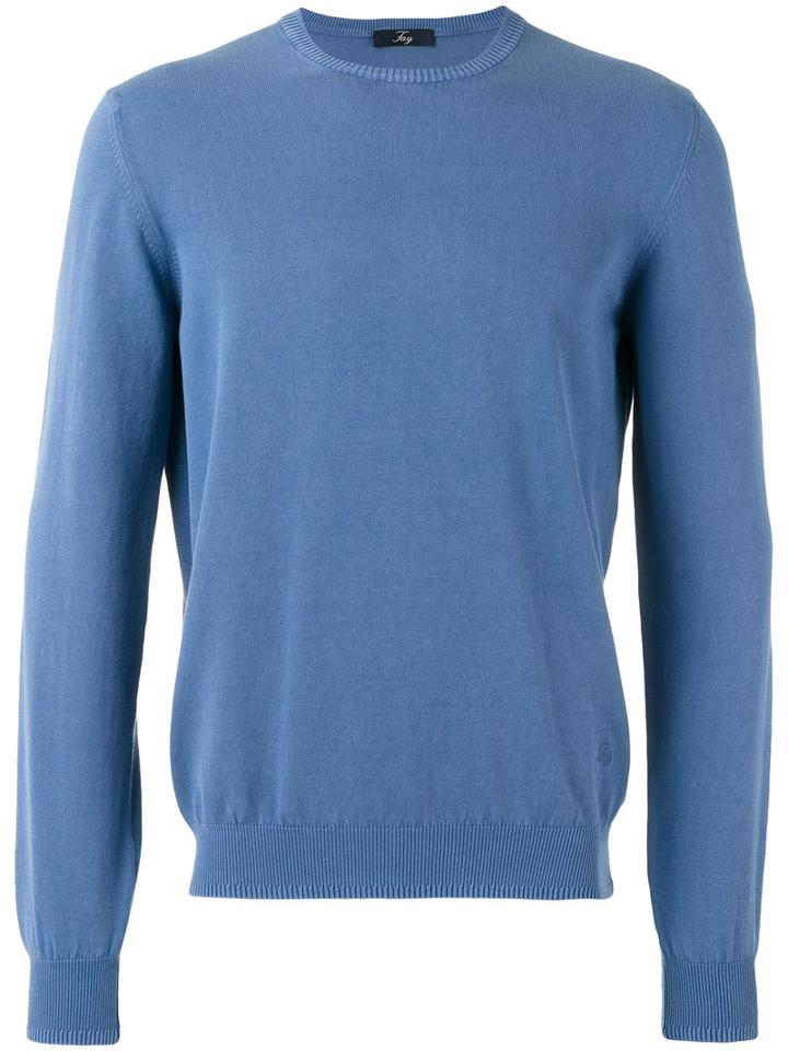 Fay Crew Neck Jumper, Men's, Size: 52, Blue, Cotton