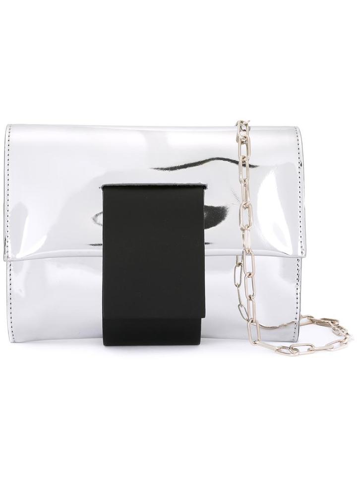 Mm6 Maison Margiela Chain Strap Metallic (grey) Clutch, Women's, Polyester/polyurethane