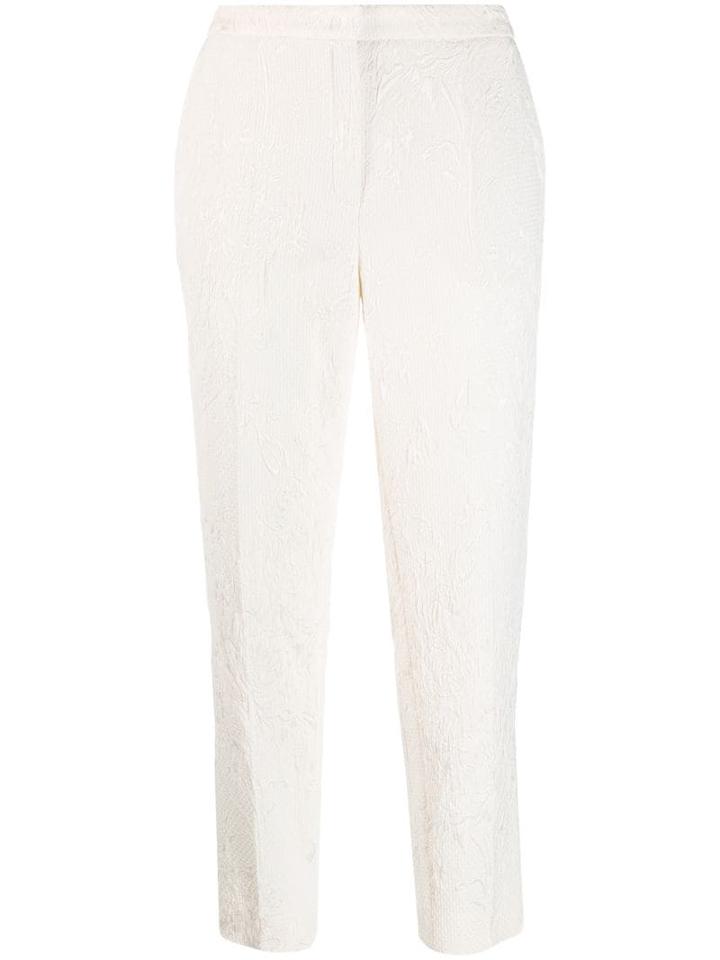 Escada Floral Jacquard Slim-fit Trousers - Neutrals