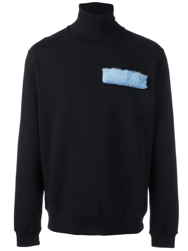 Msgm Fur Stripe Jumper, Men's, Size: Xl, Black, Cotton/mink Fur/polyester