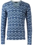 Etro Geometric Print Jumper, Men's, Size: Medium, Blue, Cotton