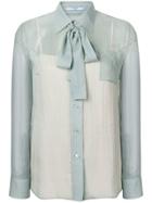 Prada Ribbon Tied Sheer Blouse - Blue
