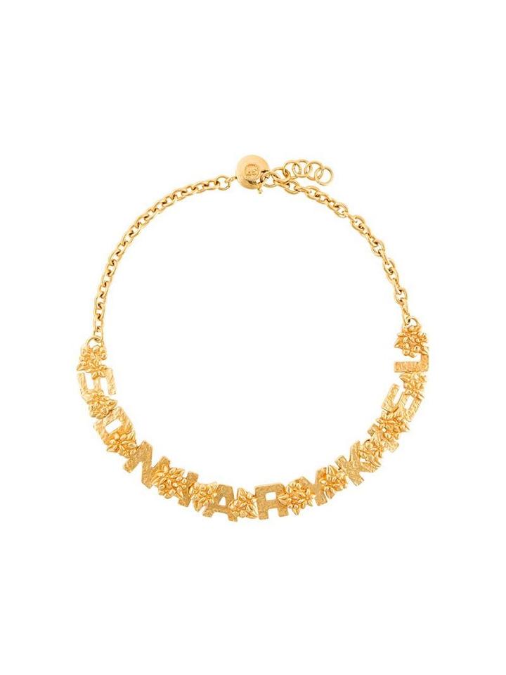 Sonia Rykiel Pre-owned Floral Logo Necklace - Metallic