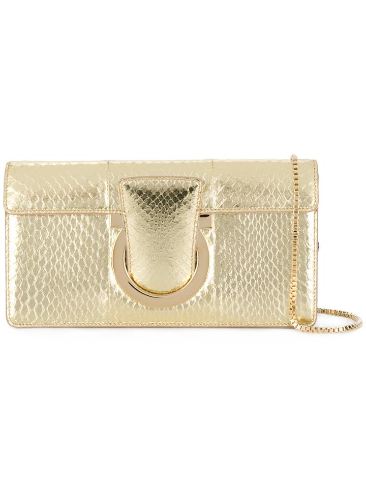 Salvatore Ferragamo Thalia Snakeskin-effect Shoulder Bag - Metallic